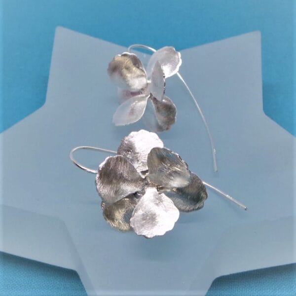 Hawaiian Blossom Sterling Silver Contemporary Drop Earrings