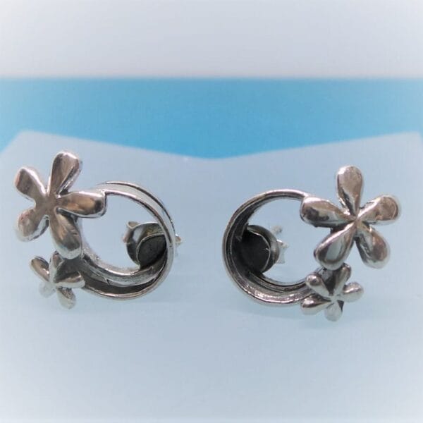 Sassy Silver Flower Hoop Earrings