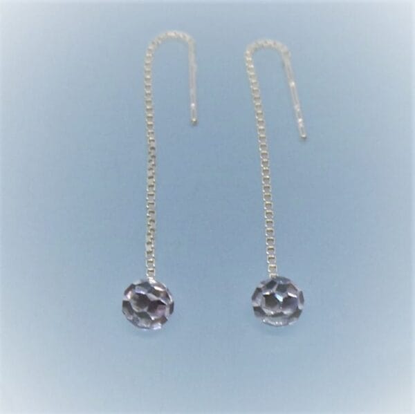 Gorgeous Threadable Silver Earrings with Crystal Balls