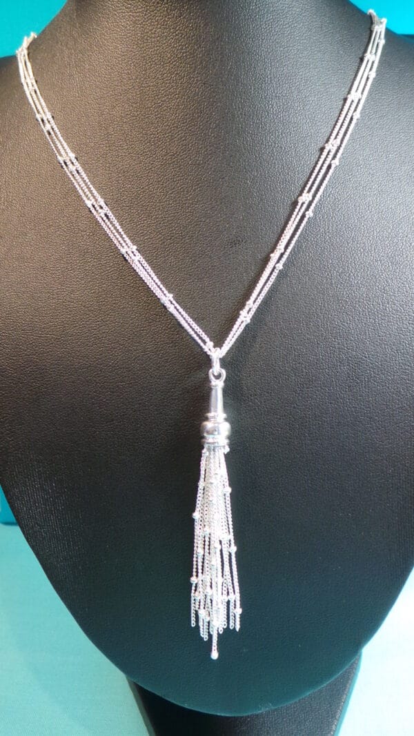 Beautiful, On Trend Long Sterling Silver Tassel Necklace