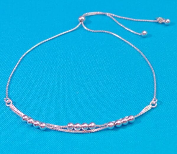 Sterling Silver Bead Box Friendship Bracelet with Slider Clasp