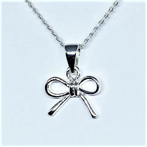 Bijou Silver Bow Pendant on Sterling Silver Chain