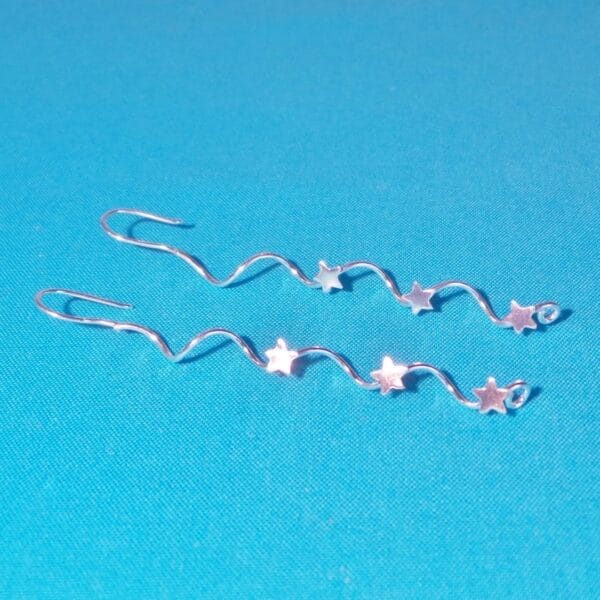 Contemporary Sterling Silver Spiral Star Twist Earrings