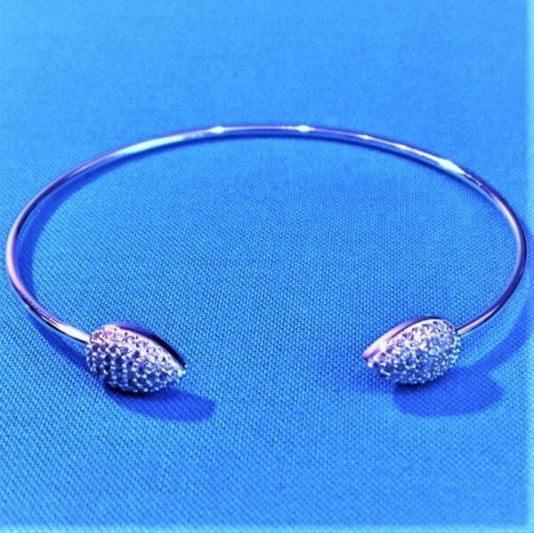 Charming Sparkly Cubic Zirconia Sterling Silver Leaf Bangle