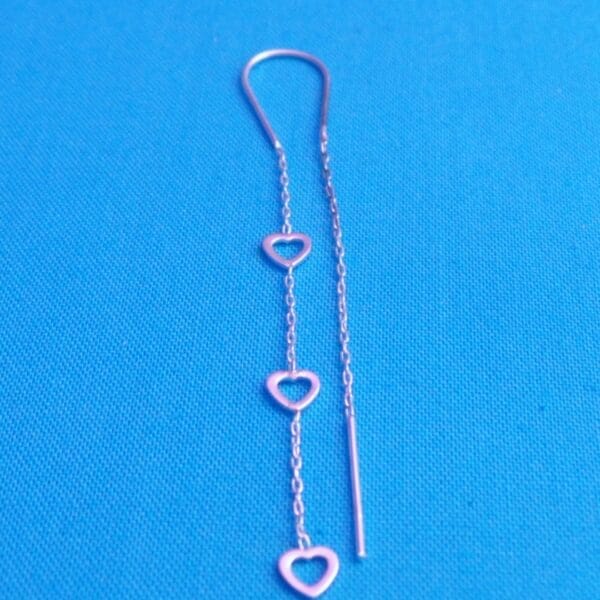 Delicate Silver Triple Heart Threadable Earrings