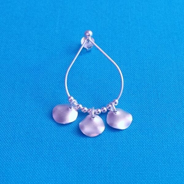 Open Teardrop Sterling Silver Earrings With Cute Dangly Charms