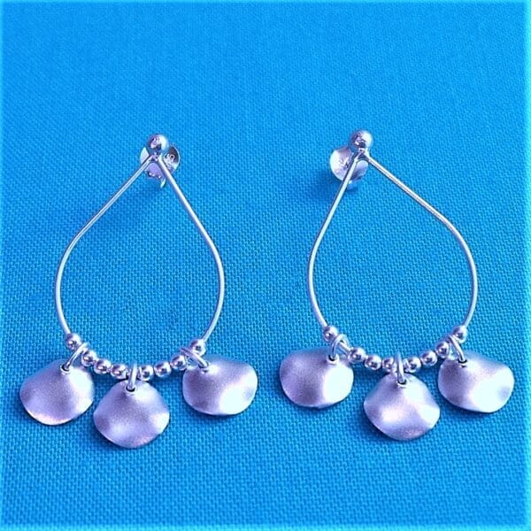 Open Teardrop Sterling Silver Earrings With Cute Dangly Charms