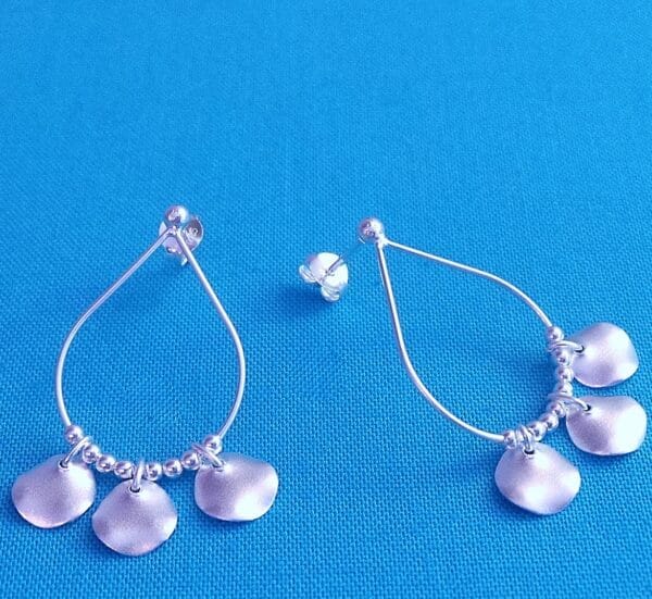 Open Teardrop Sterling Silver Earrings With Cute Dangly Charms