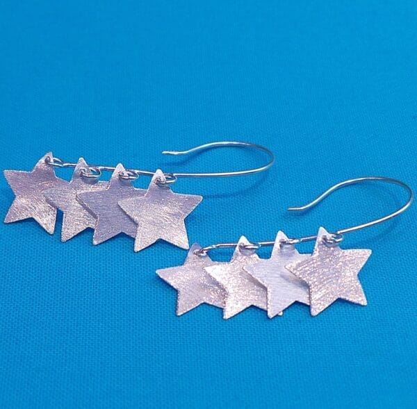 Shimmering, Star Silhouette, Sterling Silver, Cascade Earrings