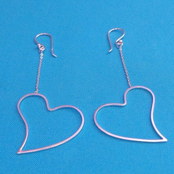 Contemporary Heart’s Desire Openwork Dangle Sterling Silver Earrings