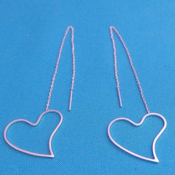 On Trend, Open Heart, Sterling Silver, Threadable Earrings