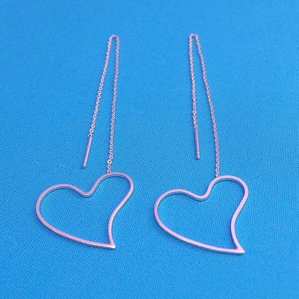 On Trend, Open Heart, Sterling Silver, Threadable Earrings