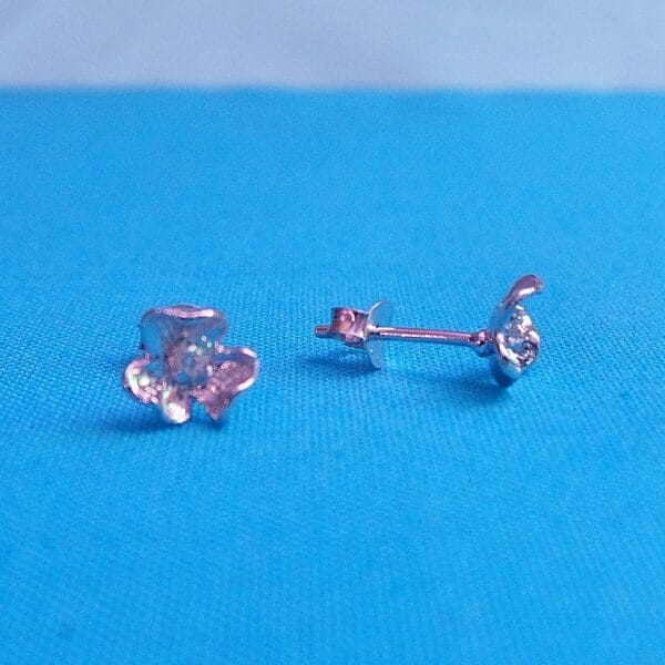 Dainty Silver Flower Studs with Cubic Zirconia Inserts