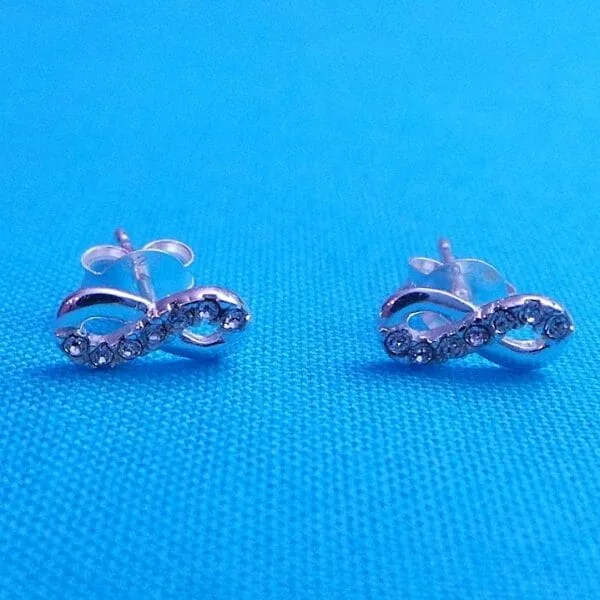 Sterling Silver Infinity Bow Cubic Zirconia Studs