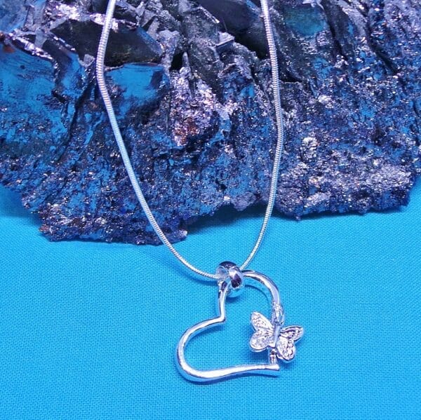 Heart and Butterfly Gorgeous Silver Plated Pendant