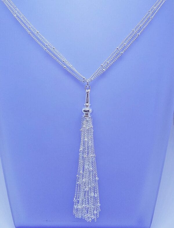 Beautiful, On Trend Long Sterling Silver Tassel Necklace