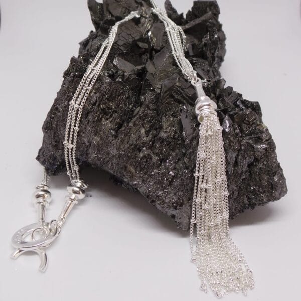 Beautiful, On Trend Long Sterling Silver Tassel Necklace