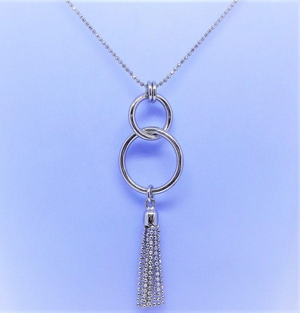 Stunning Sterling Silver Rings and Tassel Drop Necklace