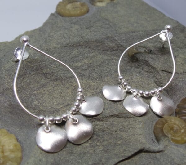 Open Teardrop Sterling Silver Earrings With Cute Dangly Charms