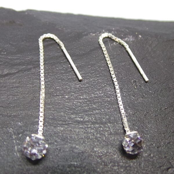 Adorable, Sterling Silver Threadable Earrings, with Cubic Zirconia Sparkles