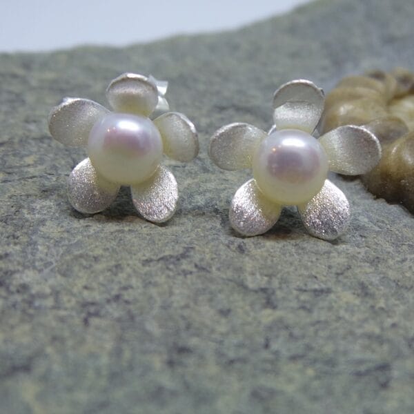 Charming Matte Pearl Sterling Silver Earrings