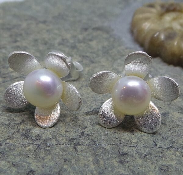 Charming Matte Pearl Sterling Silver Earrings