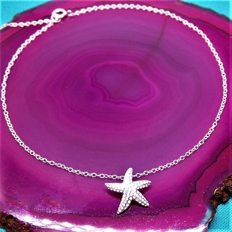 Adorable Sterling Silver Starfish Anklet