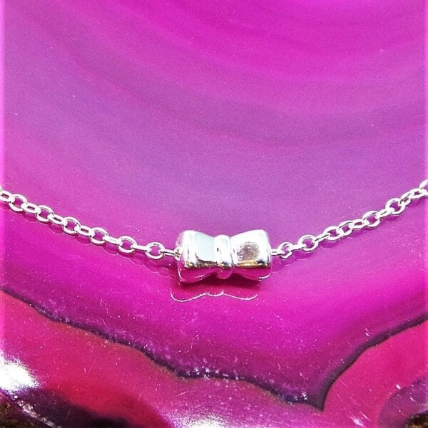 Sterling Silver Anklet with Delicate Silver Bow