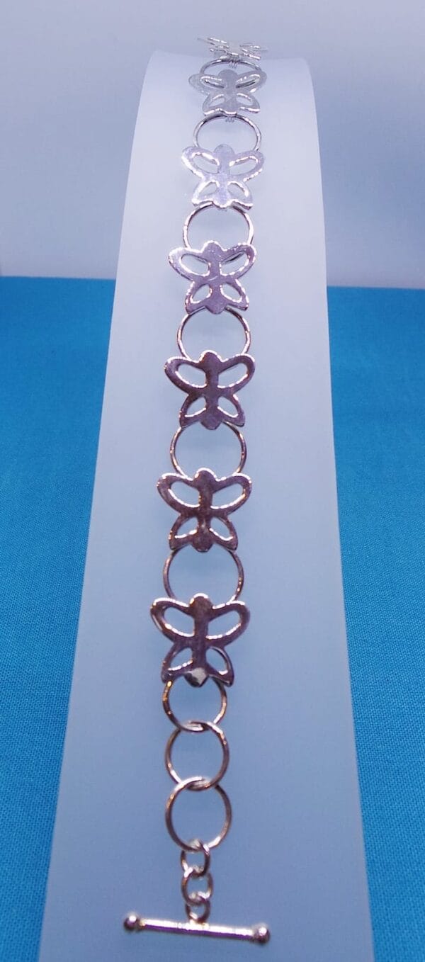 Charming, Delicate Sterling Silver Openwork Butterfly Bracelet