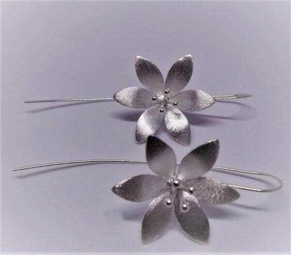 Sophisticated Sterling Silver Matte Flower Earrings