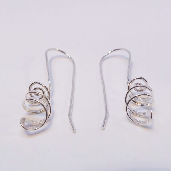 Open Spiral Silver Drop Earrings