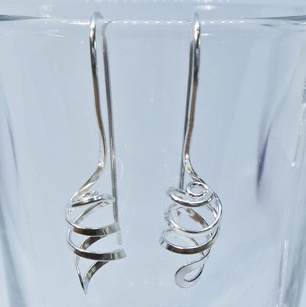 Open Spiral Silver Drop Earrings