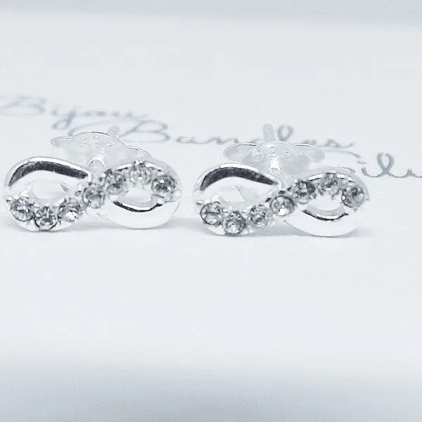 Sterling Silver Infinity Bow Cubic Zirconia Studs