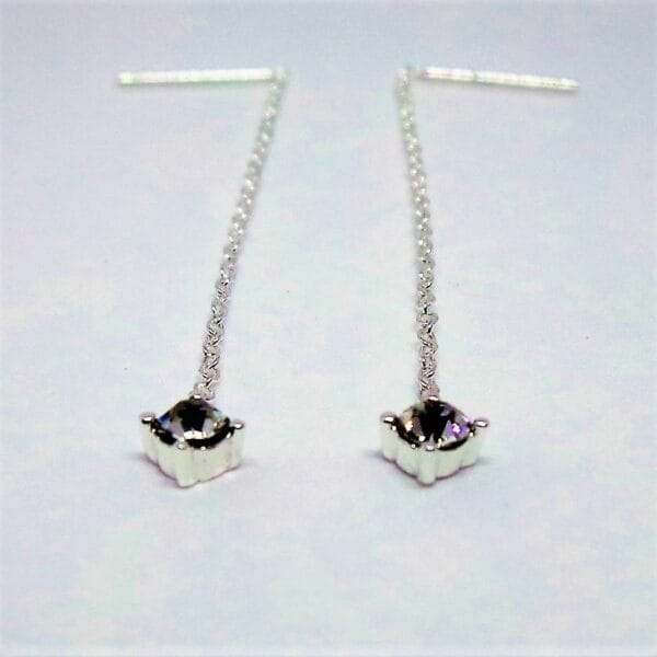 Bijou, Sterling Silver, Cubic Zirconia, Dangle Threadable Earrings