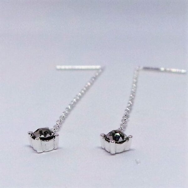 Bijou, Sterling Silver, Cubic Zirconia, Dangle Threadable Earrings