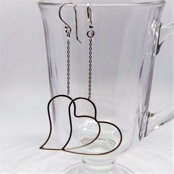 Contemporary Heart’s Desire Openwork Dangle Sterling Silver Earrings