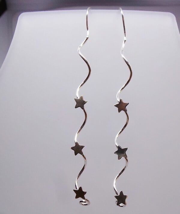 Contemporary Sterling Silver Spiral Star Twist Earrings