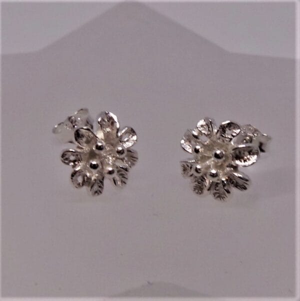 Cute Silver Detailed Flower Stud Earrings