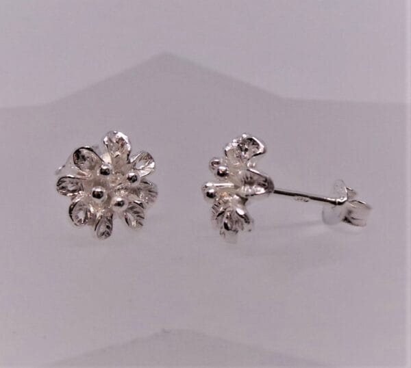 Cute Silver Detailed Flower Stud Earrings