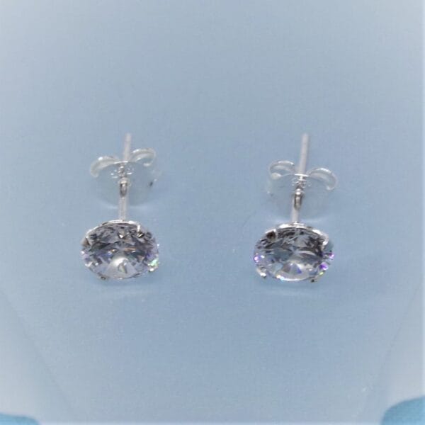 Sparkling Cubic Zirconia Sterling Silver Stud Earrings