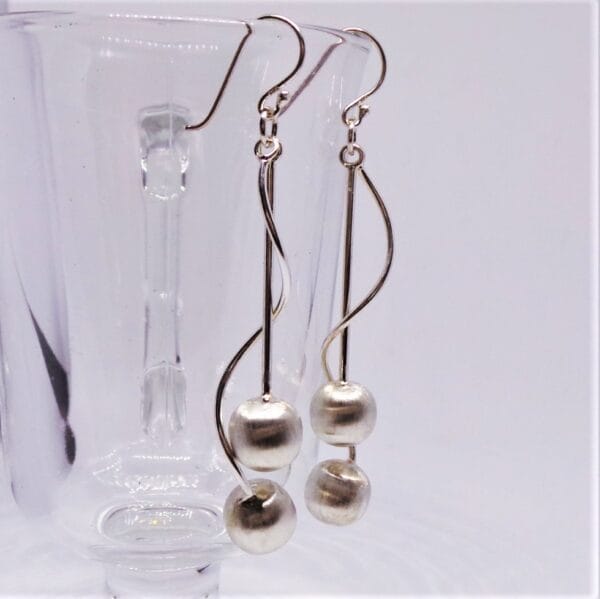 Exquisite, Chunky, Sterling Silver, Wavy Ball Earrings