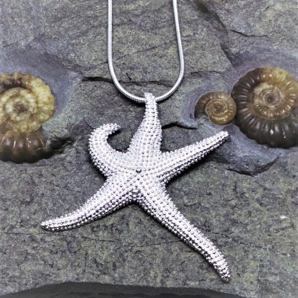 Funky Chunky, Sterling Silver, Textured Starfish Pendant