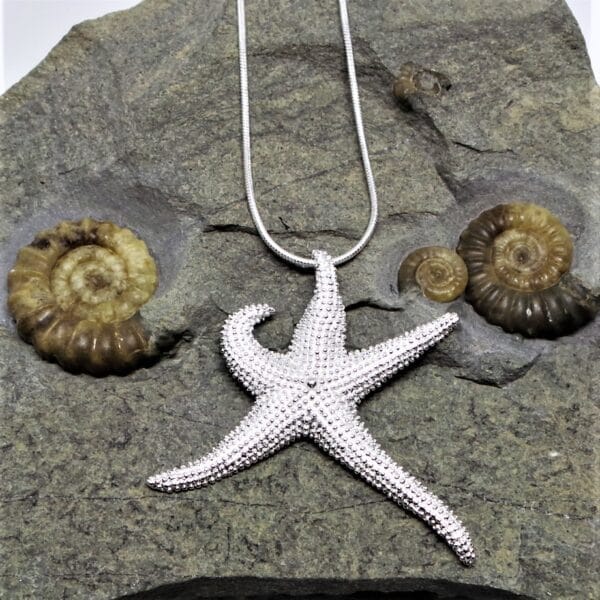 Funky Chunky, Sterling Silver, Textured Starfish Pendant