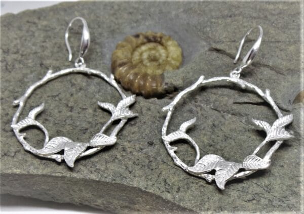 Beautiful, Stylish, Sterling Silver, Open Vine Hoop Earrings