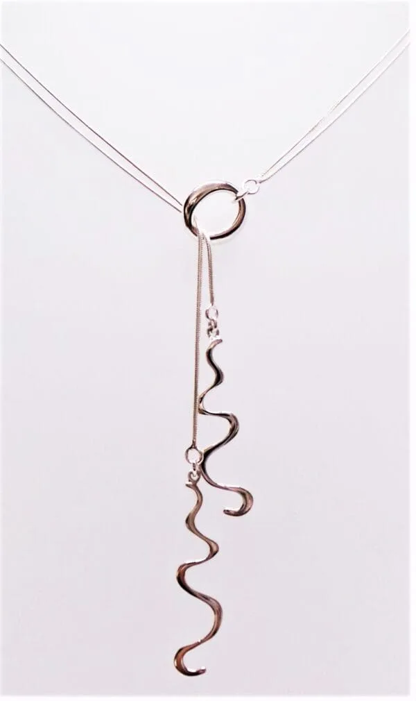 Elegant, Sparkling, Sterling Silver, Long Charm, Tassel, Pendant