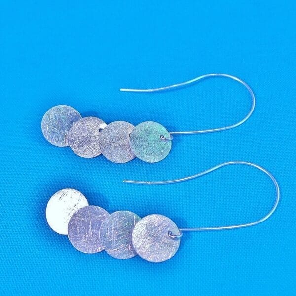 Boho, Gypsy Inspired, Dangle Disc, Silver Hook Earrings