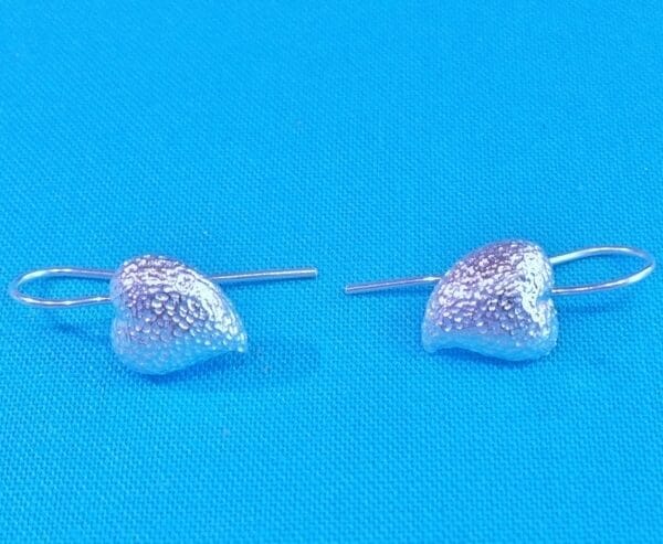 Contemporary, Sterling Silver, Brushed Heart, Drop Hook Earrings