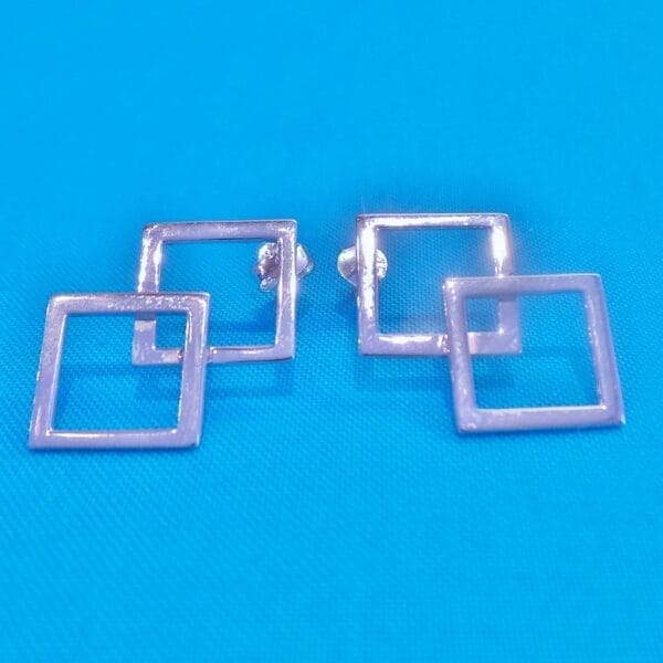 Chunky Geometric Double Diamond Shaped Earrings