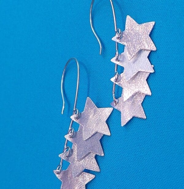 Shimmering, Star Silhouette, Sterling Silver, Cascade Earrings