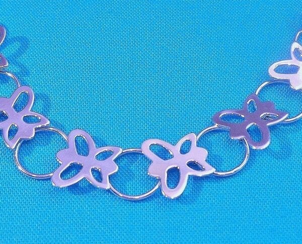 Charming, Delicate Sterling Silver Openwork Butterfly Bracelet